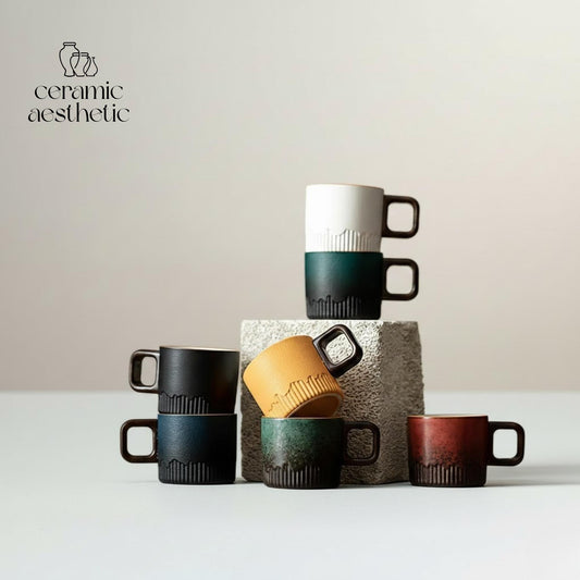 Hand-Drawn Gradient Ceramic Tea Cup