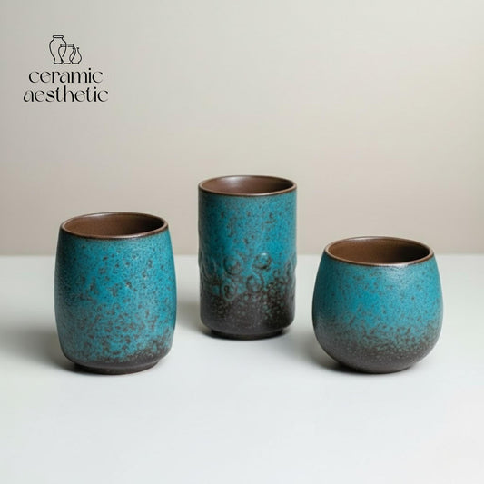 Handmade Turquoise Glazed Ceramic Tea Cup