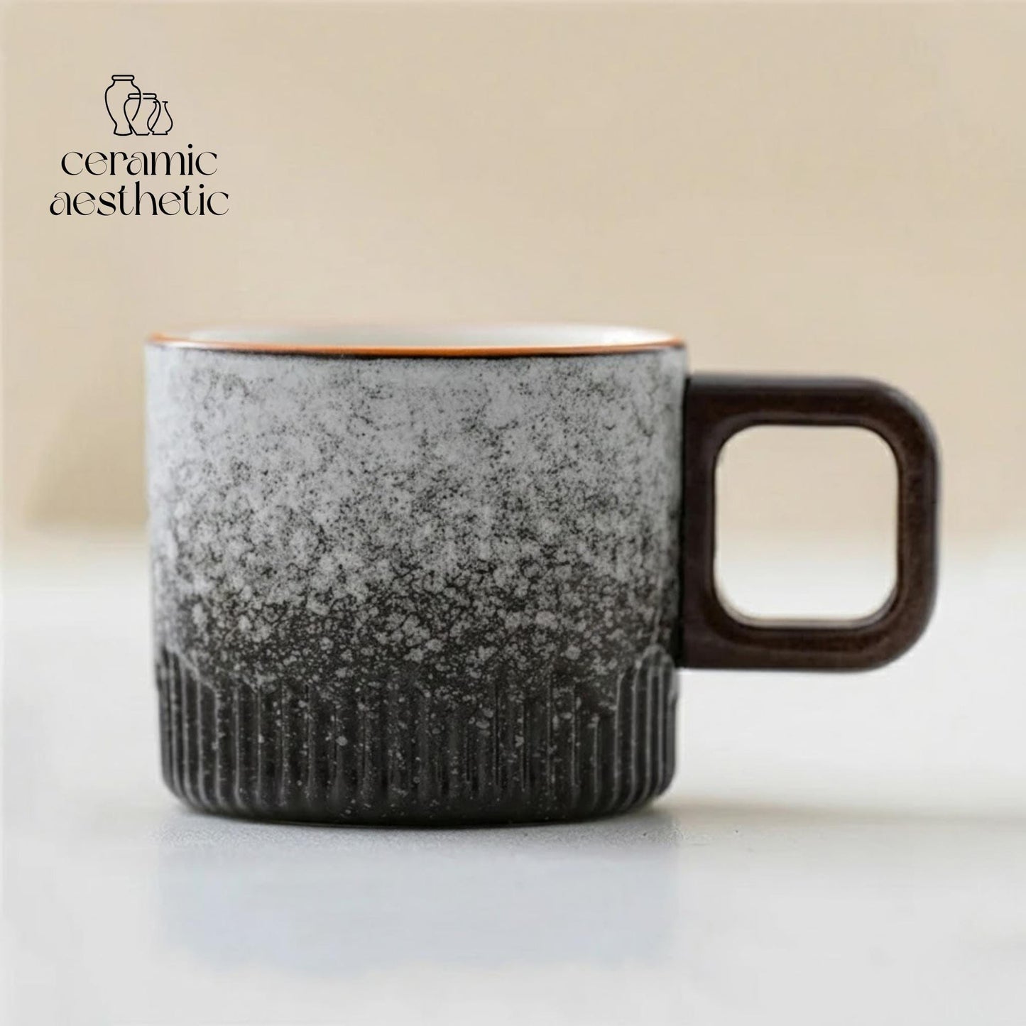 Hand-Drawn Gradient Ceramic Tea Cup