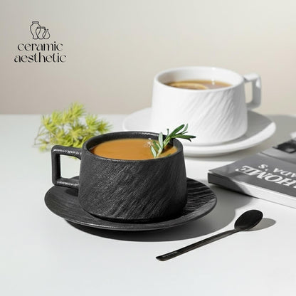 Handmade Wabi-Sabi Japanese Stoneware Tea Cup Set