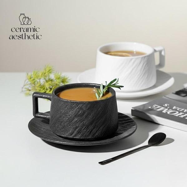 Handmade Wabi-Sabi Japanese Stoneware Tea Cup Set